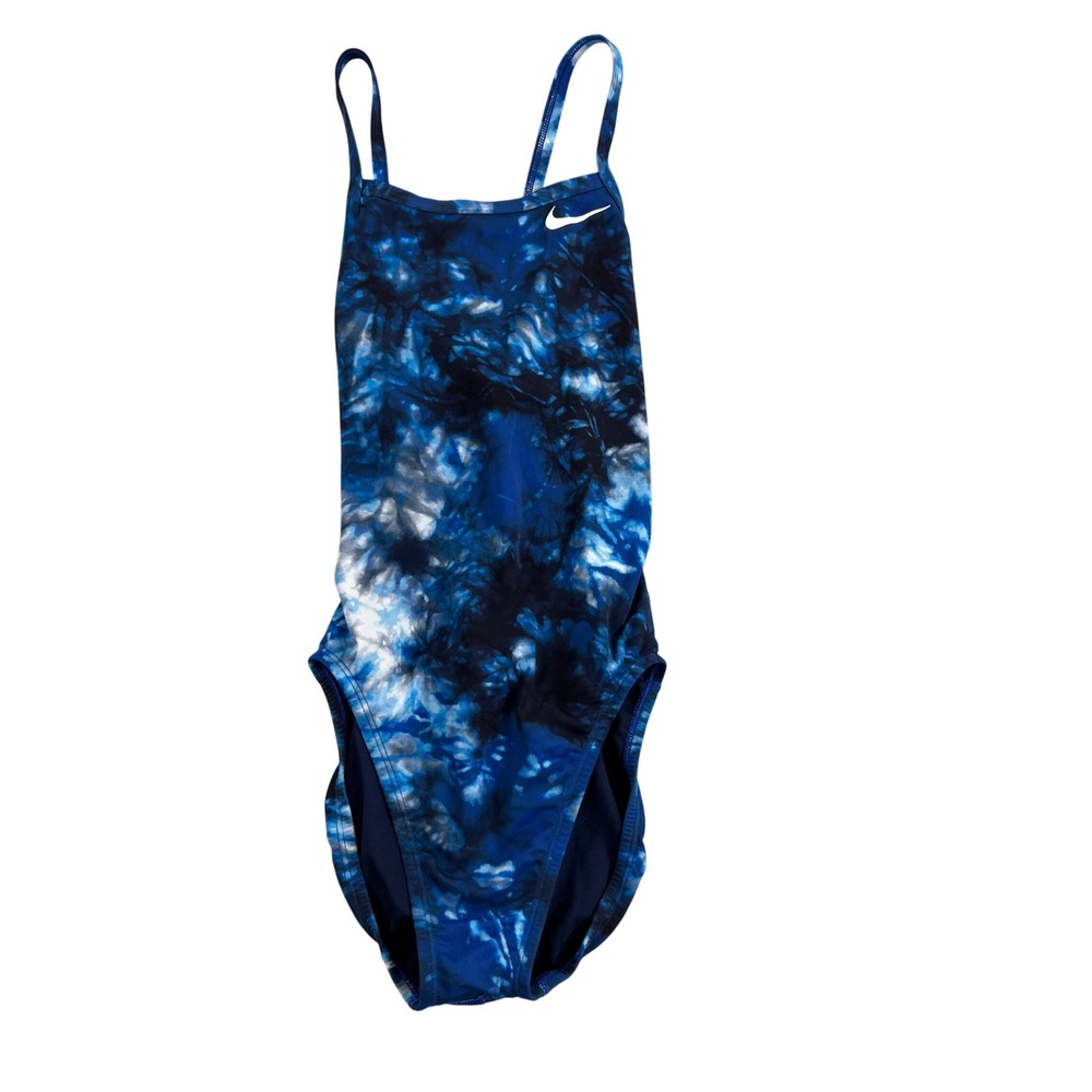 Nike HydraStrong Tie Dye One Piece Swimsuit 8 Blue Women Competitive Swimwear